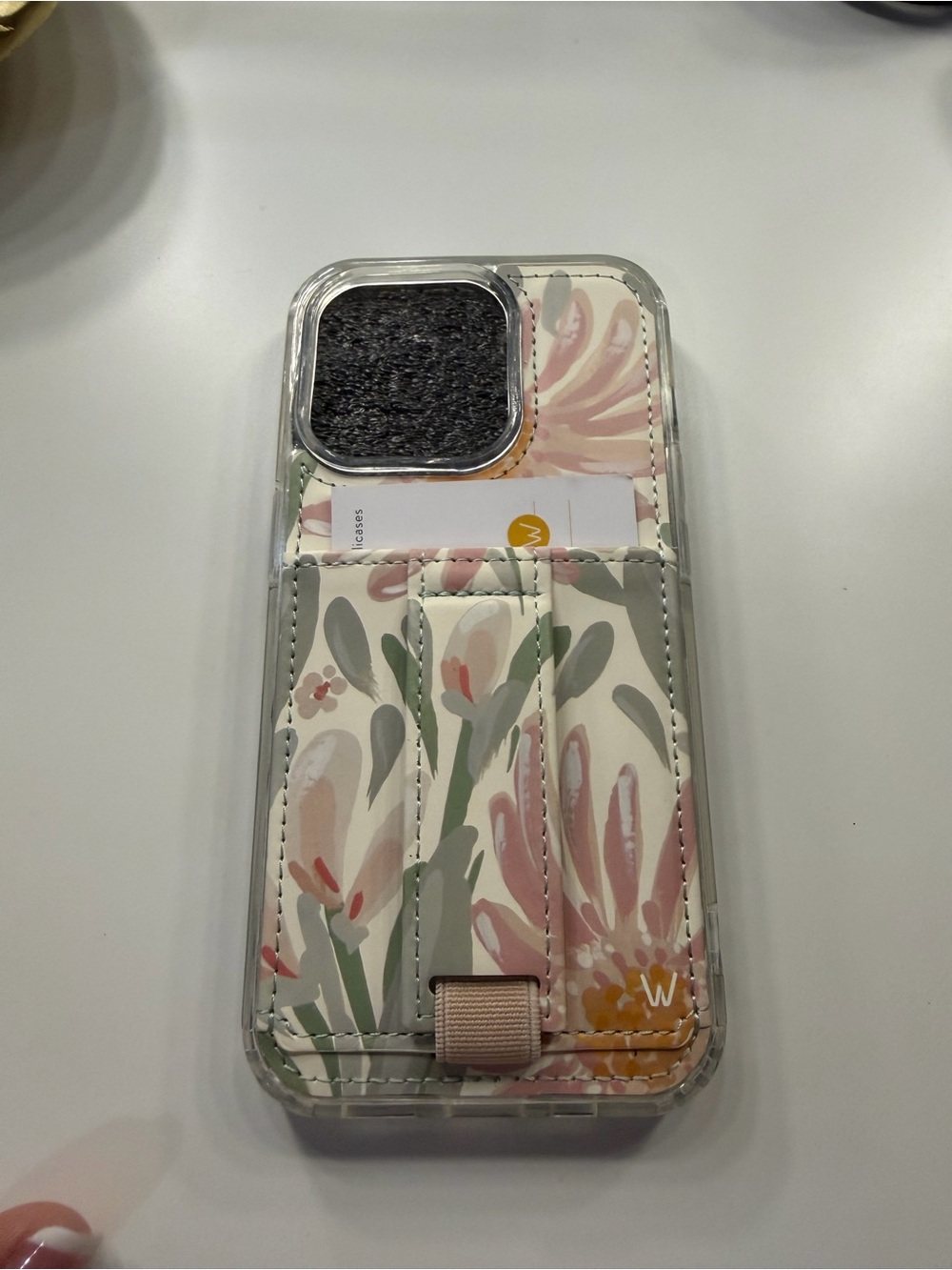 Floral Pink & Green Wallet Phone Case with Card Holder